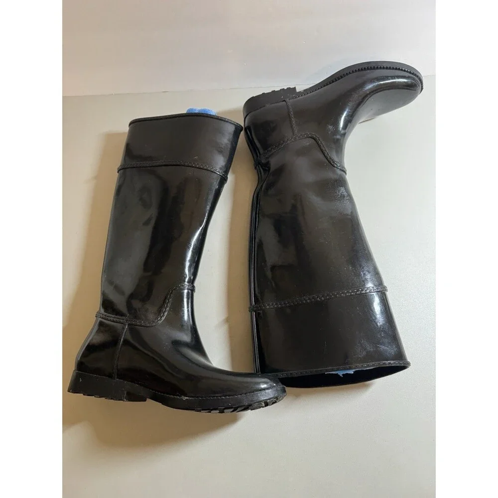 Michael Kors Tall Black Shiny Rain boots Size 8  Logo Glossy Spring